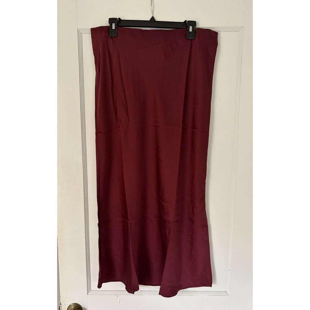 NWT Vineyard Vines Plum Burgundy Silky Satin Slip Midi Skirt Sz XL - Picture 2 of 4